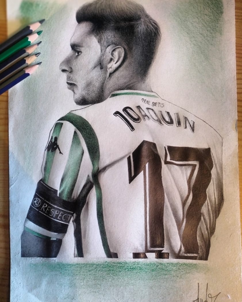 cristamlo's tweet photo. Mi hermano ha hecho este pedazo de dibujo de @joaquinarte . Él no tiene twitter y yo no tengo muchos seguidores pero, ¿me ayudáis a que le llegue? @RealBetis https://t.co/PBx7OScwLD