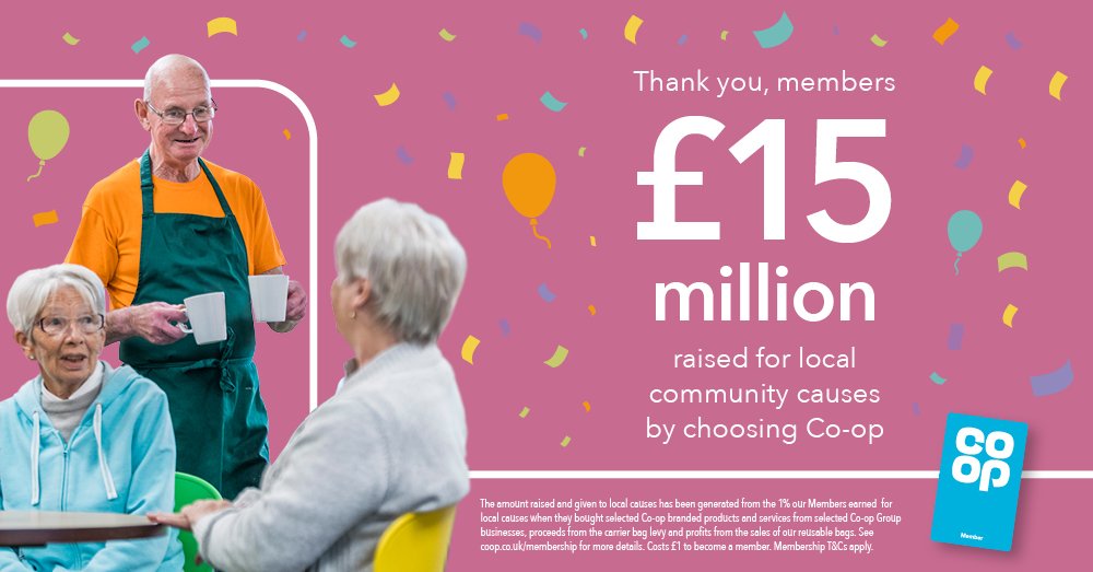 £9,482.03 raised for local causes The Friends of Shanklin Theatre (FOST), Isle of Wight Search and Rescue &amp; Ability Dogs 4 Young People IoW. 3 fantastic causes. £15m raised nationally! Thank you everyone for your support. Become a Co-op member and support your local community