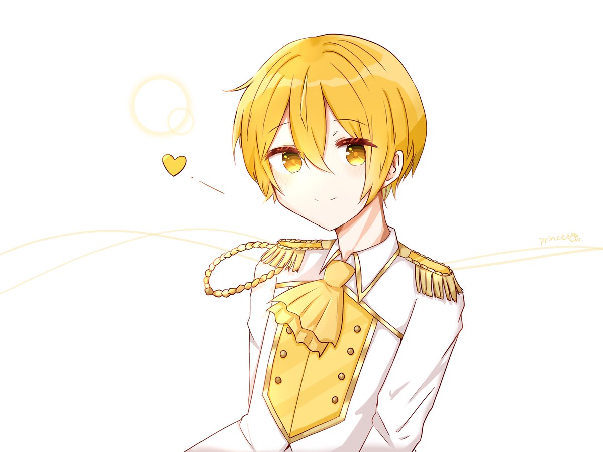 1boy heart blonde hair male focus solo yellow eyes smile  illustration images