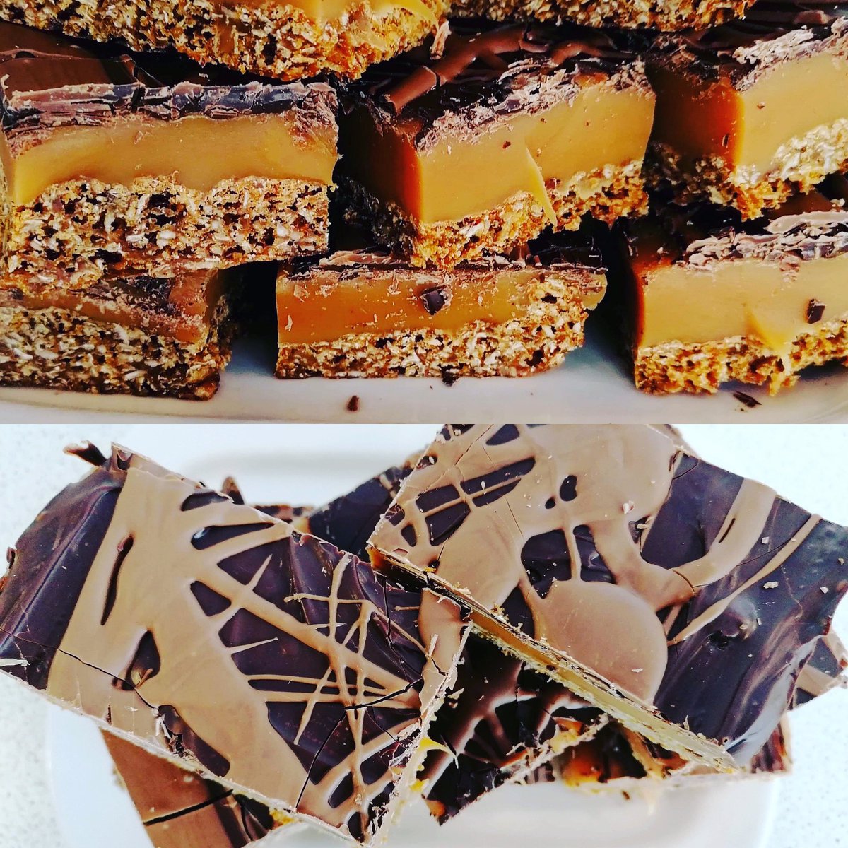 doddmilkbar's tweet photo. NEW Traybake alert - an oaty bottom, caramel centre &amp; chocolate top - ANZAC caramel slice! https://t.co/6MbtUbRsj0