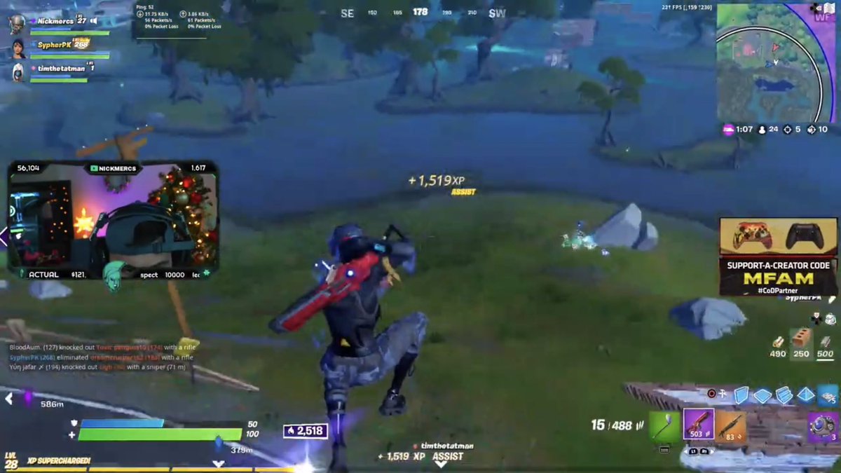GunSquadBobby's tweet photo. The moment when you see a new upload from @NICKMERCS coming back to Fortnite! The OG viewers have been waiting for that forehead for a loooong time LOL 🤣🤣🤣 #GOAT IS BACK! https://t.co/YEVV2WuvRV