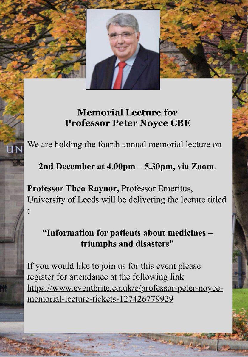 theoraynor's tweet photo. Delighted to be giving the 2020 Peter Noyce Memorial Lecture
https://t.co/0e1CaC5dFj @LeedsMedicines @LeedsHealthcare @lutoresearch @PharmacyDUPP https://t.co/sMh8hnZwI4
