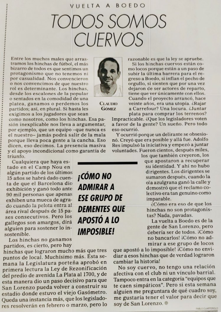 MarceCulotta's tweet photo. Un hincha de @Independiente y uno de @RacingClub se unen por la Vuelta a Boedo de @SanLorenzo 

Uno es periodista @claudio_gmz y otro @ChristianVuotto vecino de Boedo pero los dos con un mismo objetivo, defender una causa justa. #SiALaLeyDeRezonificacion https://t.co/PiqfvDpKFA