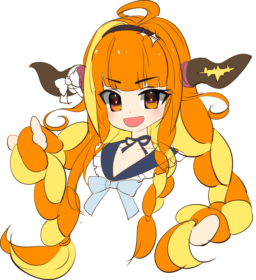 kiryu coco 1girl horns orange hair solo long hair bow blonde hair  illustration images