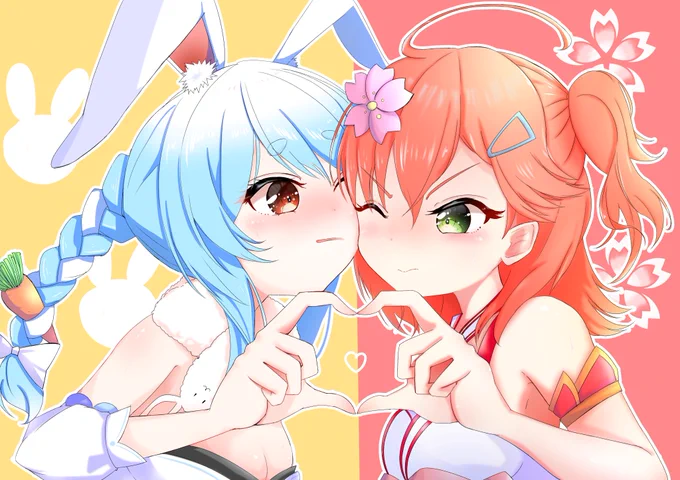 仲直り♡
#ぺこらーと 
#miko_Art 
#ぺこみこ戦争 