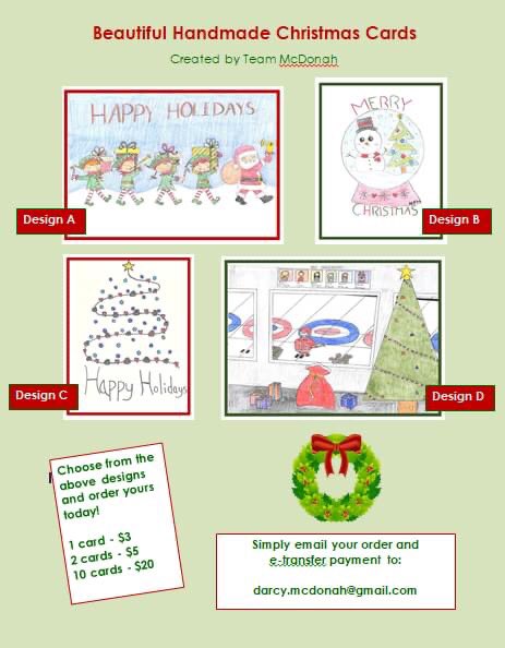 teammcdonah's tweet photo. Team McDonah has designed Christmas cards as a fundraiser. If you are interested in purchasing, we will deliver or send to you - prices are listed below. Thank you for your support! https://t.co/BrCsirapfJ