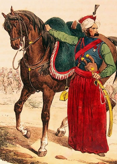 アプロ なんか中世っぽい物を貼れ 伝統的な曲刀を佩き 腰帯には火打石機式拳銃を刺したフランス帝国のマムルーク騎兵だ ナポレオンのエジプト遠征時にスカウトされたマムルーク騎兵はその勇猛さで名を馳せたが 彼らはあくまで英雄ナポレオン個人に