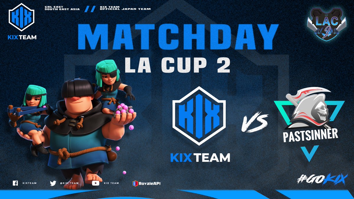 #ClashRoyale       |  #クラロワ         

MATCH DAY🔥

🏆 | @LAEsportsOP 
⏰ | 10:00 PM 🇯🇵
🆚 | @Pastsinner1 

LA Cup 2 

KIX JP vs PastSinners LN

が本日行われます!!

#GOKIX