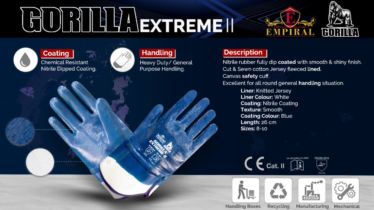 sams_solutions's tweet photo. Gorilla Extreme II | Chemical Resistant Nitrile Dipped Coating
#Gorilla #ExtremeII #Chemical #Resistant #Nitrile #Dipped #Coating
To Place Order or any inquiry, Contact Us:  
Shabbir Burhani:  +971558813452
Visit - https://t.co/BBinb2ZQAx https://t.co/A4YiC2W64e