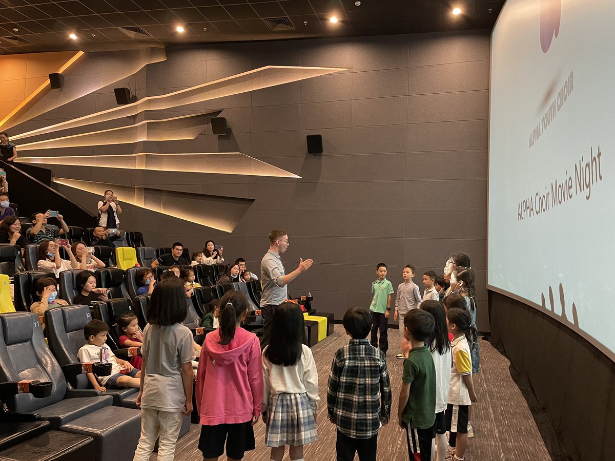 AlphaChoral's tweet photo. A few pictures from our movie night last night! We even surprised our students by playing ‘Like A Rainbow Shining’ on the big screen! @Will_Todd_Music https://t.co/qoNH2LDfxp