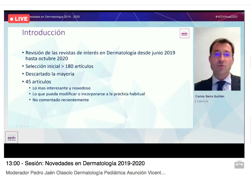 aedv_es's tweet photo. #AEDVIRTUAL2020
🗓 13-14.30h
➡ Novedades en #dermatología #Cirugía y #Oncología
👨⚕️Dr. Carlos Serra Guillén
♾ Conéctate en https://t.co/2izsQroFZI https://t.co/TK3CGpjvwk