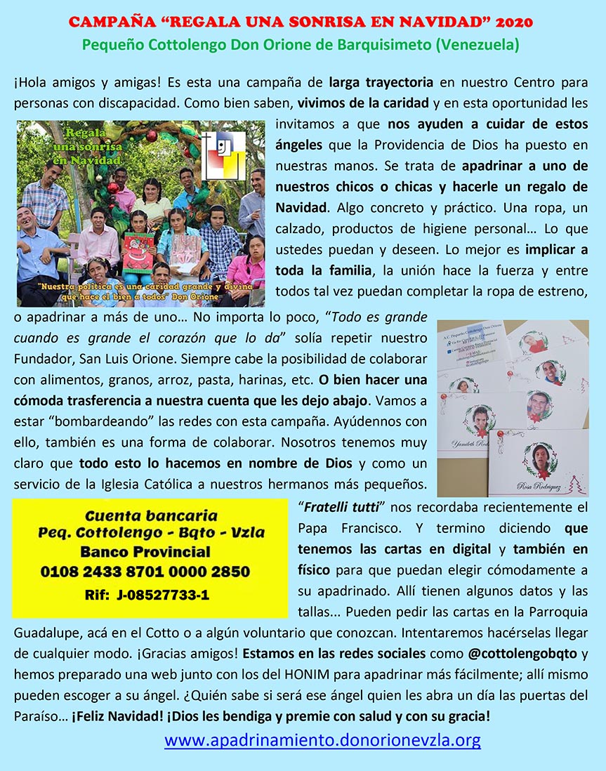 PadreTeo's tweet photo. @OK1055FM Queridos amigos hoy 20 de noviembre de 2020 arrancamos con la campaña REGALA UNA SONRISA EN NAVIDAD. Ahí les dejamos un texto con los motivos y los objetivos de la misma. Dios les bendiga y ayúdennos difundiendo la campaña. Gracias. https://t.co/Nka0V5BiXM