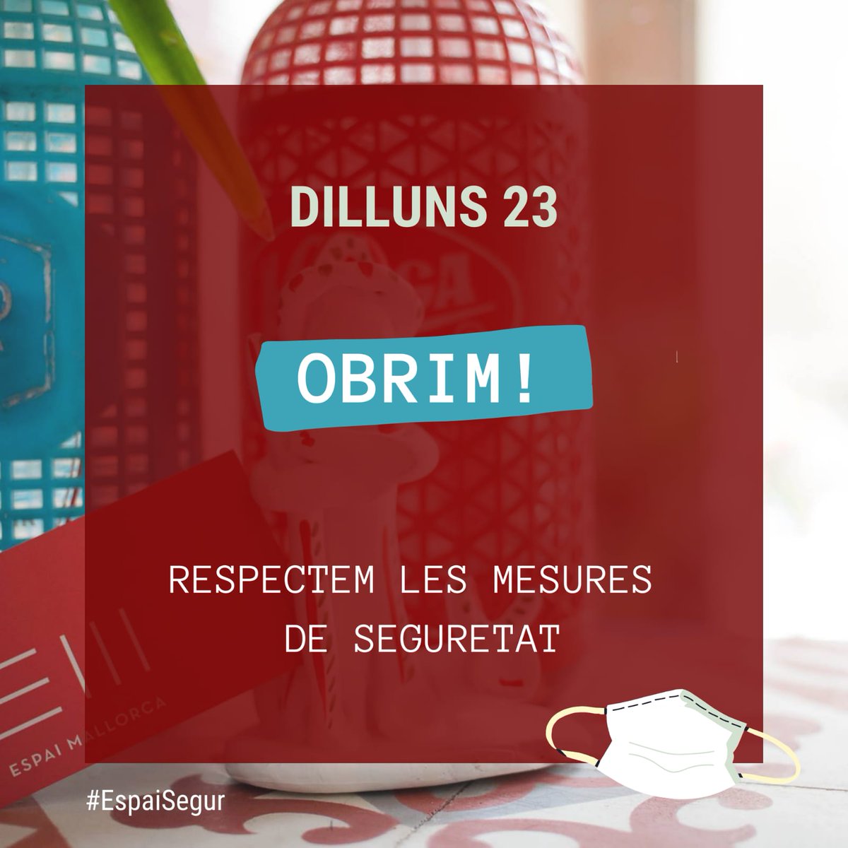 EspaiMallorca's tweet photo. Dilluns...OBRIM! 

Respectant totes les mesures de seguretat, a partir de dilluns tornareu a trobar-nos a la Plaça Vicenç Martorell? Vindreu? Vos enyoram? https://t.co/umJRkxVVpK