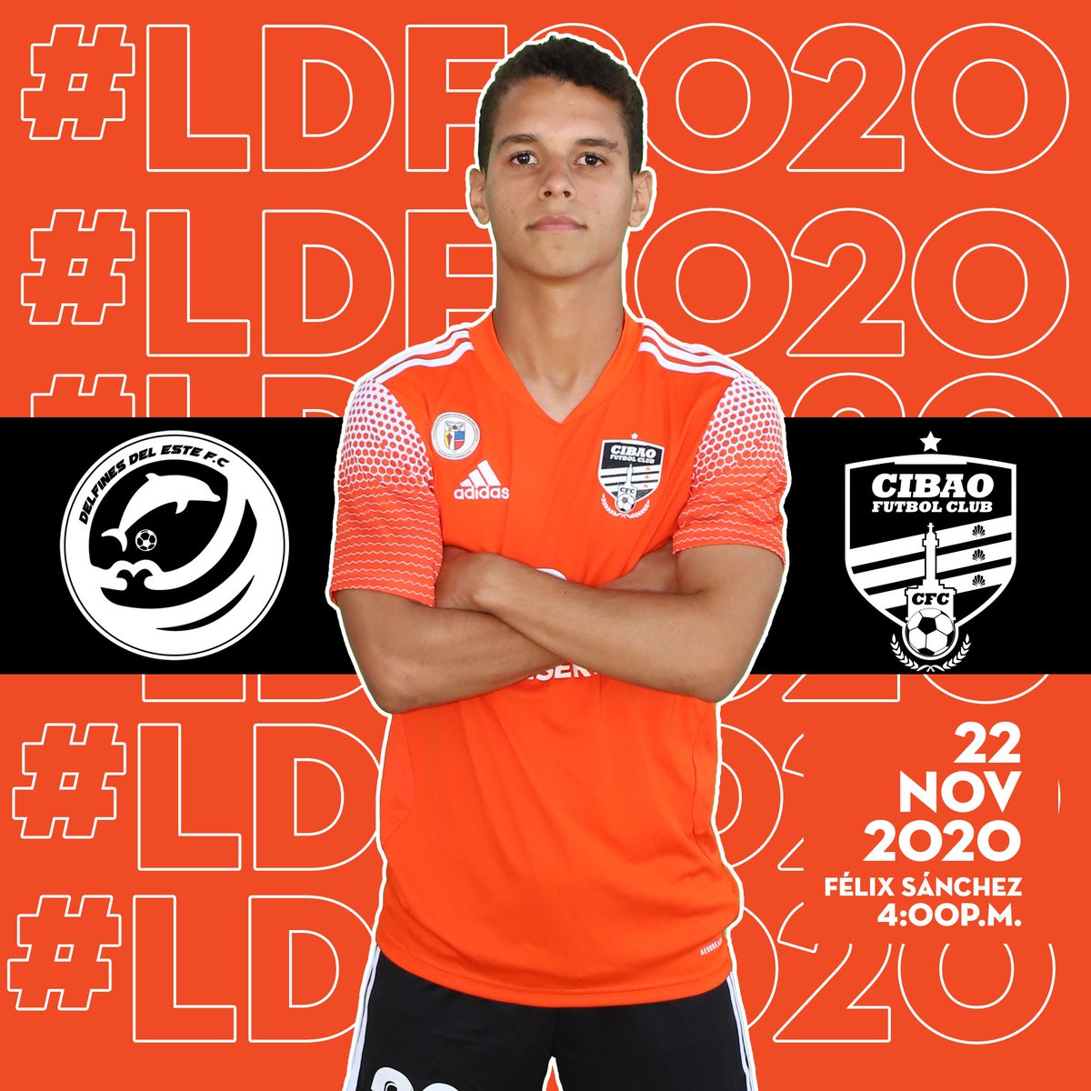 CibaoFC's tweet photo. ¡Mañana no te pierdas este partidazo! 
Ida de la semifinal #LDF2020 #DelfinesDelEste vs #CibaoFC |4:00 p.m. | Estadio Olímpico Félix Sánchez | En vivo a través de #LDFLive https://t.co/tz96NJheEQ