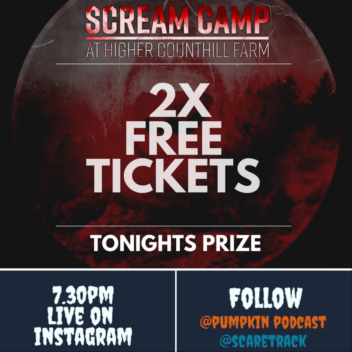 ❓SATURDAY NIGHT QUIZ⁉️

TONIGHTS PRIZE:
2X TICKETS TO SCREAM CAMP 2021 

7.30pm LIVE on Instagram. 
Saturday 21st November. 

ScareTrack &amp; Pumpkin podcast team up to bring you another scare attraction and horror movie quiz night! 
<a href="/ScareTrack/">ScareTrack</a> <a href="/Pumpkin_Podcast/">Pumpkin Podcast</a> <a href="/ScreamCamp/">Scream Camp</a>