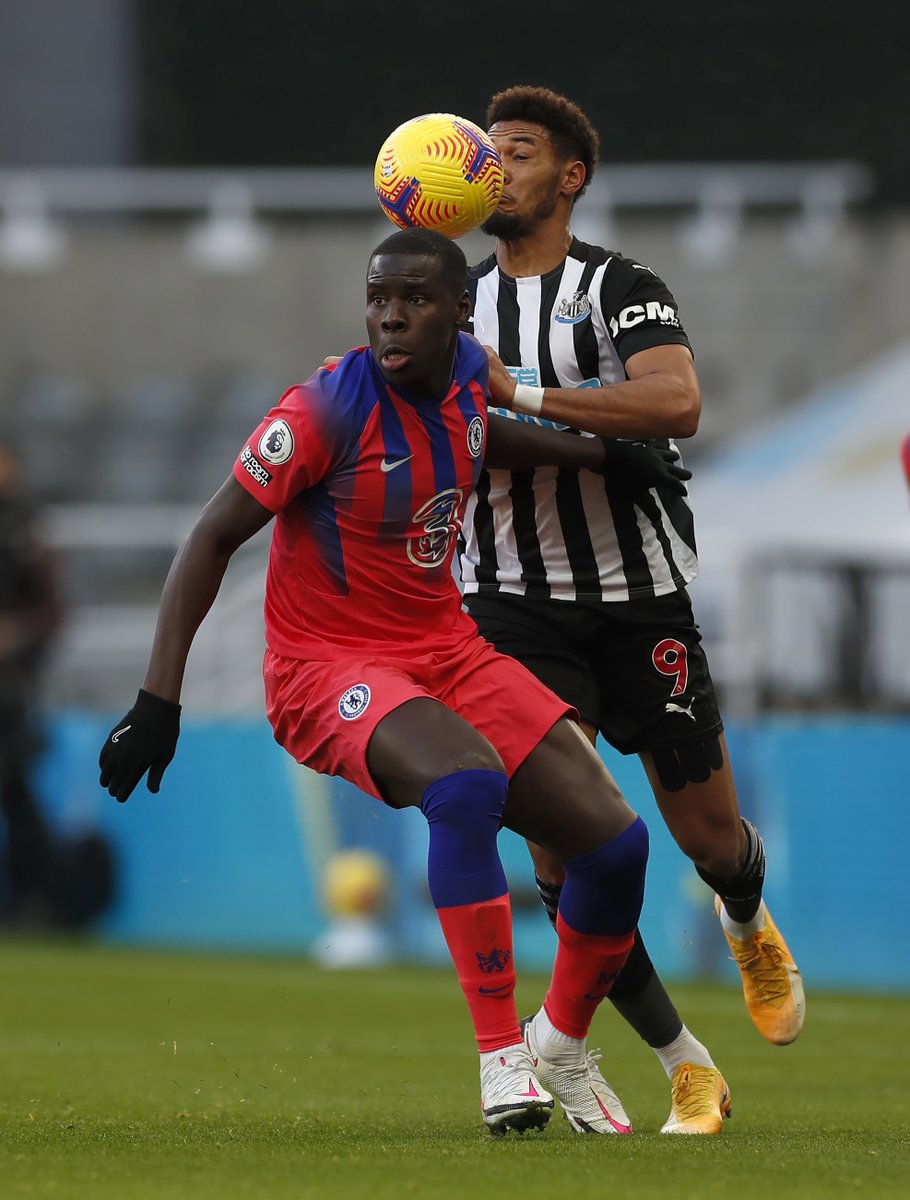 Squawka's tweet photo. Kurt Zouma's first half by numbers against Newcastle:

100% aerial duels won
97% passing accuracy
71 touches (most)
65 successful passes (most)
7 total duels (joint-most)
5 total aerial duels (joint-most)
2 recoveries
1 clearance

A rock in defence. https://t.co/n6u76KT5JM