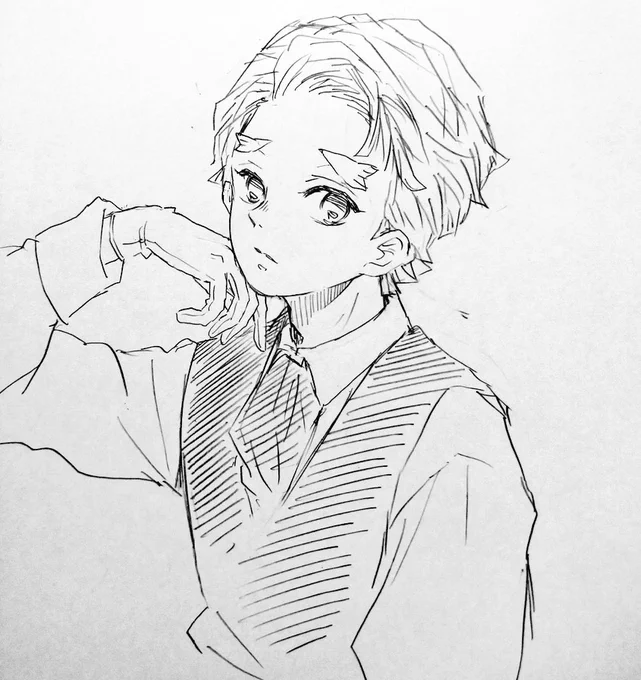 らくがき⚡前髪上げるやつ 