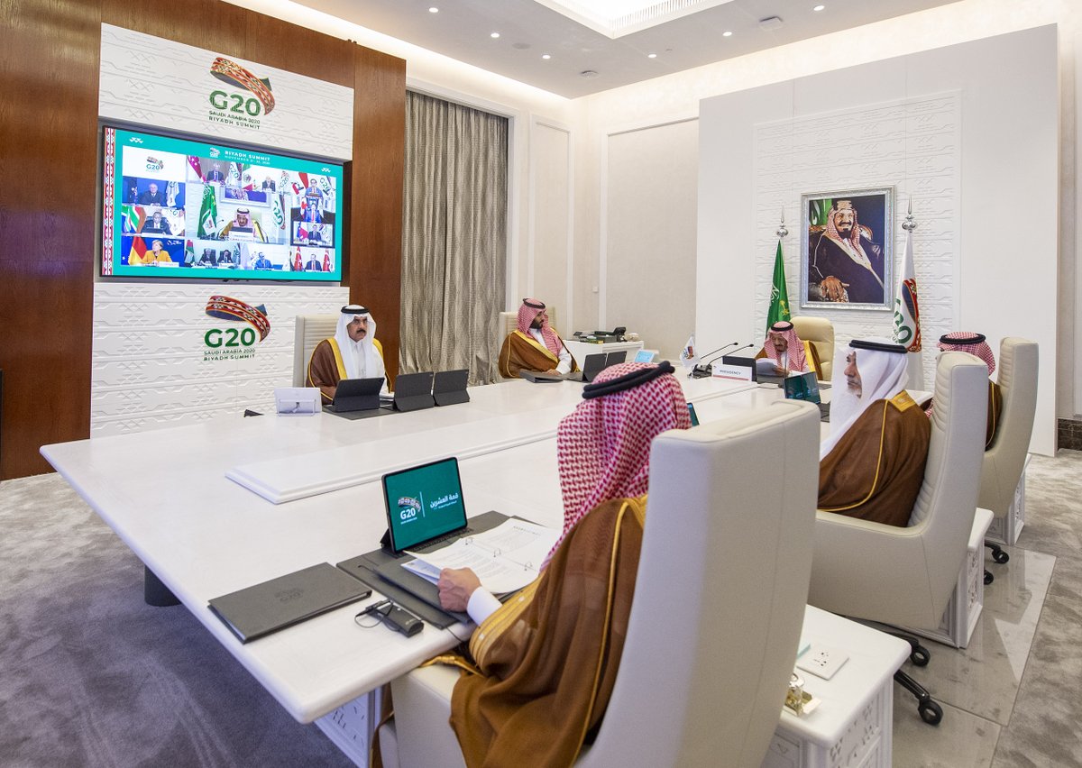 g20org's tweet photo. The Custodian of the Two Holy Mosques, King Salman bin Abdulaziz Al Saud opened the #G20RiyadhSummit with a speech on delivering significant results that will restore hope and reassurance to the people of the world. 

https://t.co/rFMTxMAx2S https://t.co/vP0ndWXrsg
