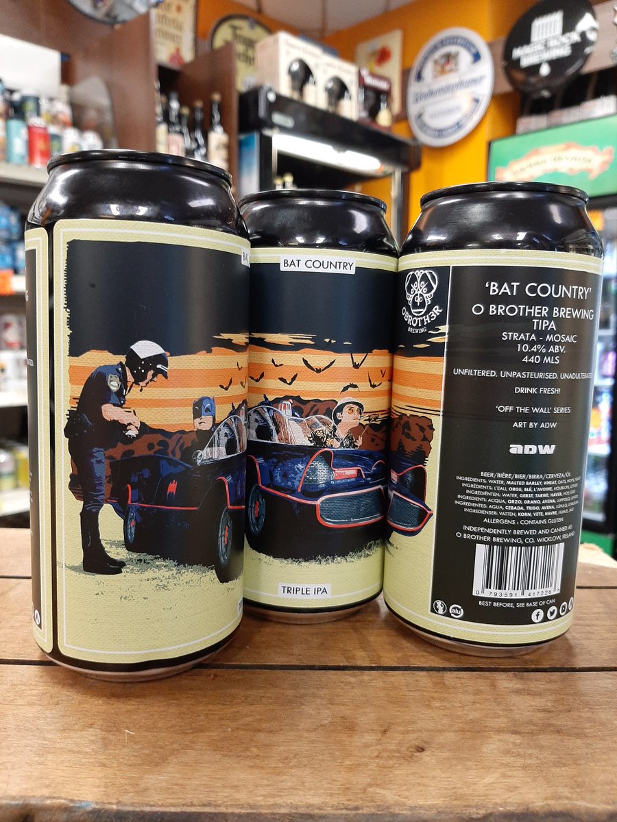 macescr's tweet photo. "Bat Country" Triple IPA from @OBrotherBrewing is in. #craftbeer #IrishCraftBeer #cans @fourcorners #IPA #TripleIPA #BatCountry #FlavourCountry https://t.co/9fDUm89PFG