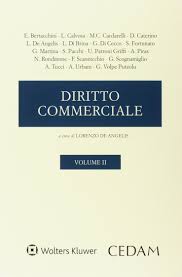 E. Bertacchini, L. Calvosa, M.C. Caroarelli, D. Caterino, L. De Angeli, L. Di Brina, G. Di Patoni Griffi, A. Piras, N. Rondinone, F.Sanicchio, G. Sconamiglio, A. Tucci, A. Urbani, G. Volpe Putzoli, Diritto commerciale, A cura di Lorenzo De Angelis, Wolter Kluvers, Cedam, Vincenza, 2017, Volumi II, ISBN volume 1 97888133592188, ISBN volume 2 9788813362874, pagine primo volume 536, pagine volume due 445, copyright 2017 Wolter Kluwers