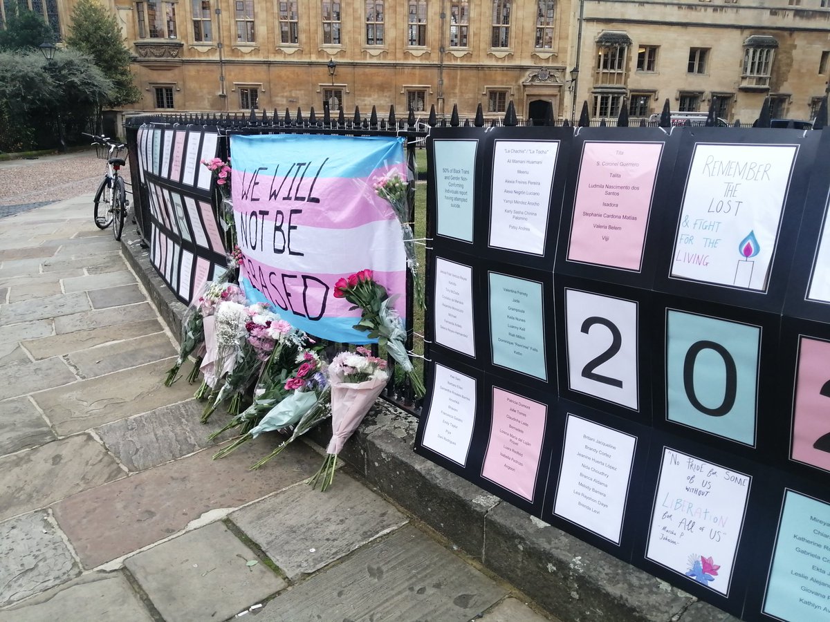Really struck by the explicit religiosity of this  #TDoR2020   display in Oxford yesterday. "Trans lives are holy."