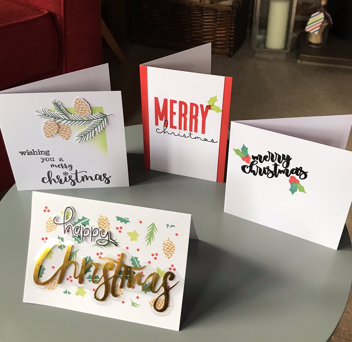 KJF239's tweet photo. Been making Christmas cards to distract from the big wide world. #Wellbeing #craftwithlove https://t.co/nX8llTAaEW