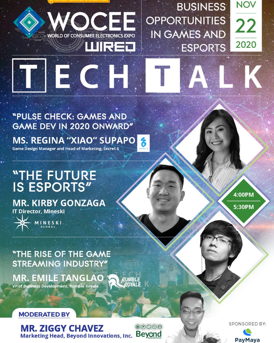 RumbleRoyalePH's tweet photo. Catch our very own VP of Business Development, Emile Tanglao as he talks about "The Rise of the Game Streaming Industry" in World of Consumer Electronics Expo's Tech Talk
Register now and see you tomorrow at 3:30PM! https://t.co/rVOhHvj960
#TechTalk #WOCEE https://t.co/V4JRtAMfgy