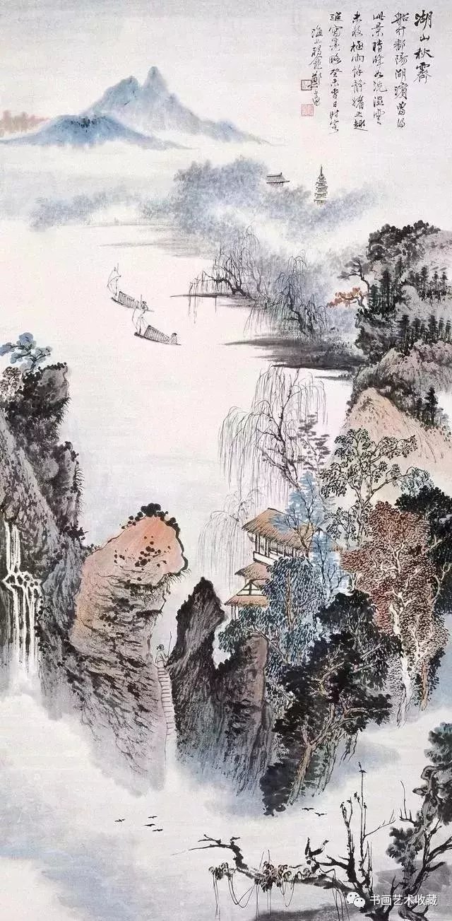 清欢twitterissa 郑午昌画柳先行干 后出枝 柳丝由最上头画起 由上而下 密密层层 前后左右 各尽其态 春夏 秋冬 风雨晴雪 各俱面目 柳丝除用墨线以外 再用花青色加补 增加了柳丝的质感和层次 然后再用花青色烘染 无不传神