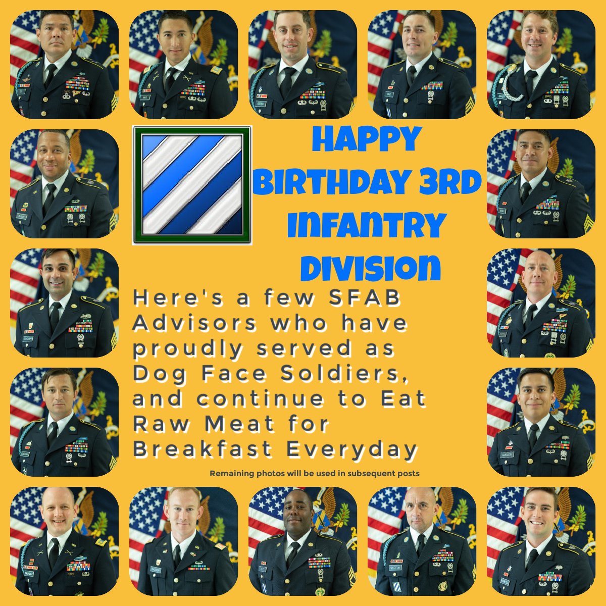 1BN1SFAB's tweet photo. Happy Birthday @3rd_Infantry! #DogFaceSoldiers

@ArmyChiefStaff  @SecArmy  @GeneralMXG @FORSCOM @TRADOC @armysfac https://t.co/EpeIRIqWkb