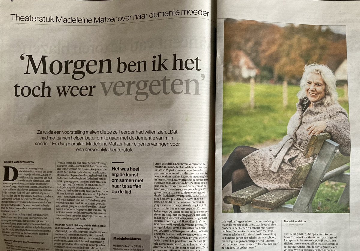 Vandaag in het .<a href="/bddenbosch/">Brabants Dagblad</a> een mooi interview met @MadeleineMatzer over onze nieuwe voorstelling ‘Je kunt me gerust een geheim vertellen’!
