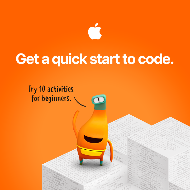 AppleEDU's tweet photo. #CSEdWeek is just around the corner 👀 (December 7-13). Kick-start coding for students ages 10 and up with these 10 activities. #EveryoneCanCode