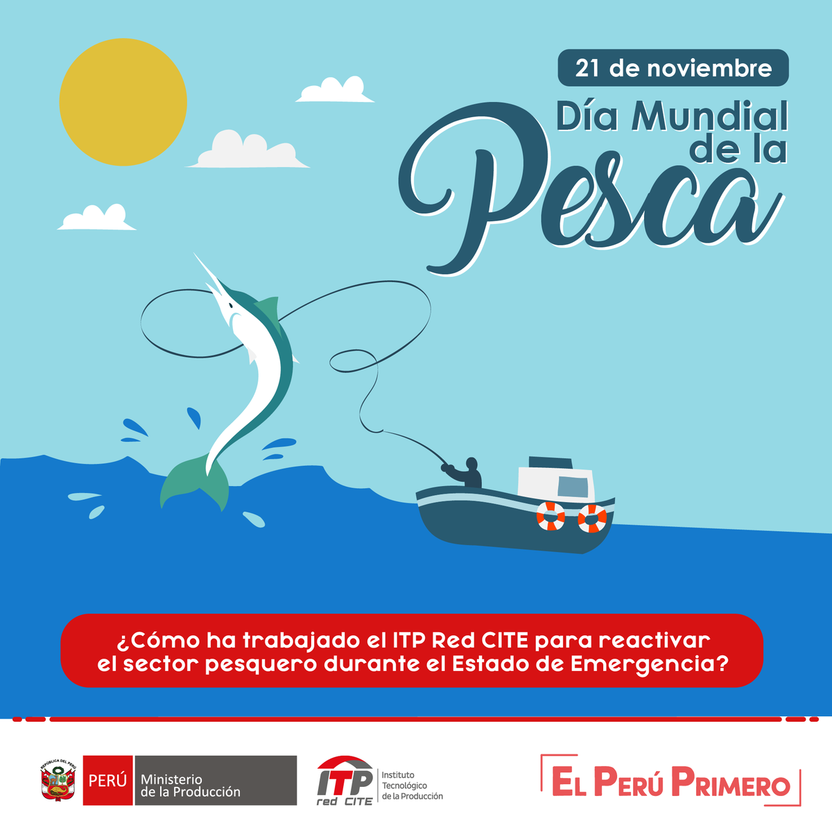 ITPproduccion's tweet photo. 🌊🐟 En el #DíaMundialDeLaPesca, conoce cómo ha trabajado el ITP #RedCITE para reactivar el sector pesquero a nivel nacional durante el Estado de Emergencia.
#ReactivaciónEnMarcha https://t.co/5ewTfN7G9k