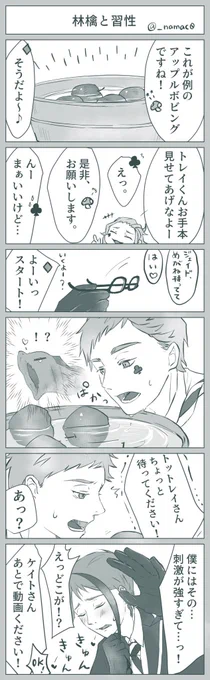 再投稿すみません?アップルボビングしてるトレジェイ
?「鎮まれ…僕の本能…」
ウツボの習性を知った♣️にしばらく弄ばれて欲しい。お題は「林檎」をお借りしました?前のりでしたので+2時間程度です!
 #トレジェイ版深夜の120分一本勝負 