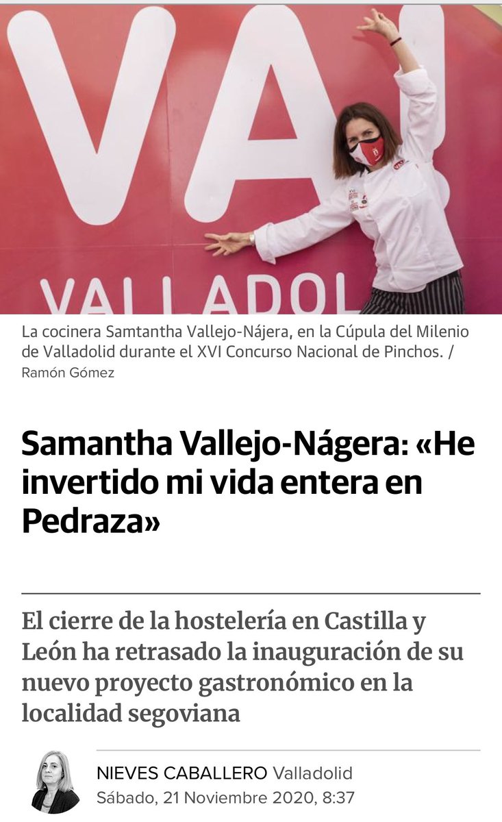 Gracias <a href="/SamySpain/">Samantha de España</a> por tu mención a nuestra marca , en entrevista de <a href="/ncabarri/">Nieves Caballero</a> en @elnortedecastilla . Nos animas a seguir luchando por dar a conocer nuestros productos !! Con <a href="/Dip_Va/">Diputación de Valladolid</a> .