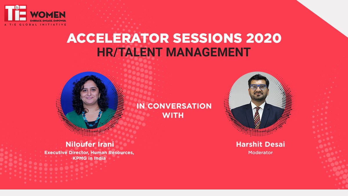 women_tie's tweet photo. The fourth #AcceleratorSession for #TiEWomen #Program2020 is now live! Tonight's guest is @Niloufer75 (Executive Director, HR @KPMGIndia), who will be demystifying HR and talent management, with Harshit Desai (@women_tie Core Committee Member) as the moderator. #WebinarAlert https://t.co/OFVFU6XPNU