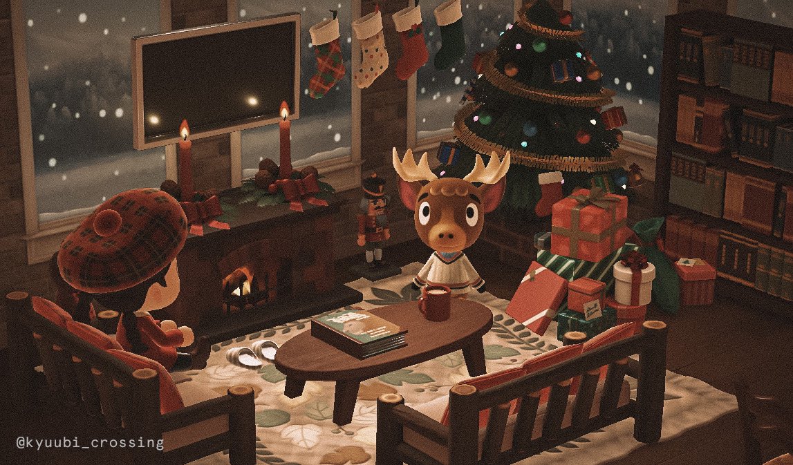 kyuubi_crossing's tweet photo. a cozy night in decorating and sipping hot cocoa by the fire with erik 🎄 https://t.co/qP5HL7BGKe
