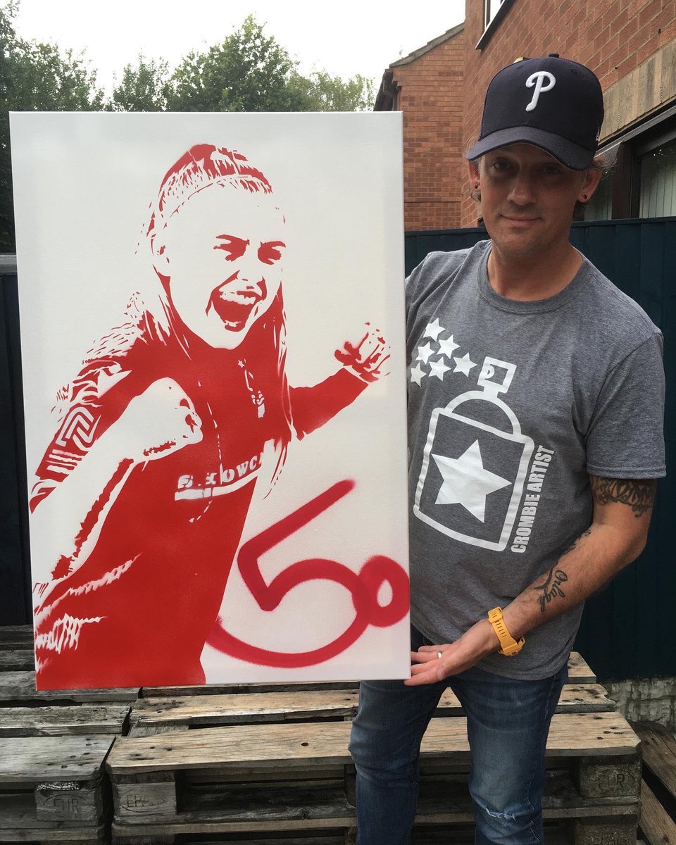 crombie74's tweet photo. Here’s Katie Middleton who as a youngster still in her teens wracked up the 50 appearance milestone for Nottingham Forest Women!

Time to celebrate all women footballers hitting their new landmarks in the game!

#CrombieArtist #Original #Spray #50apps #NFFC https://t.co/KYmTEeCQw9