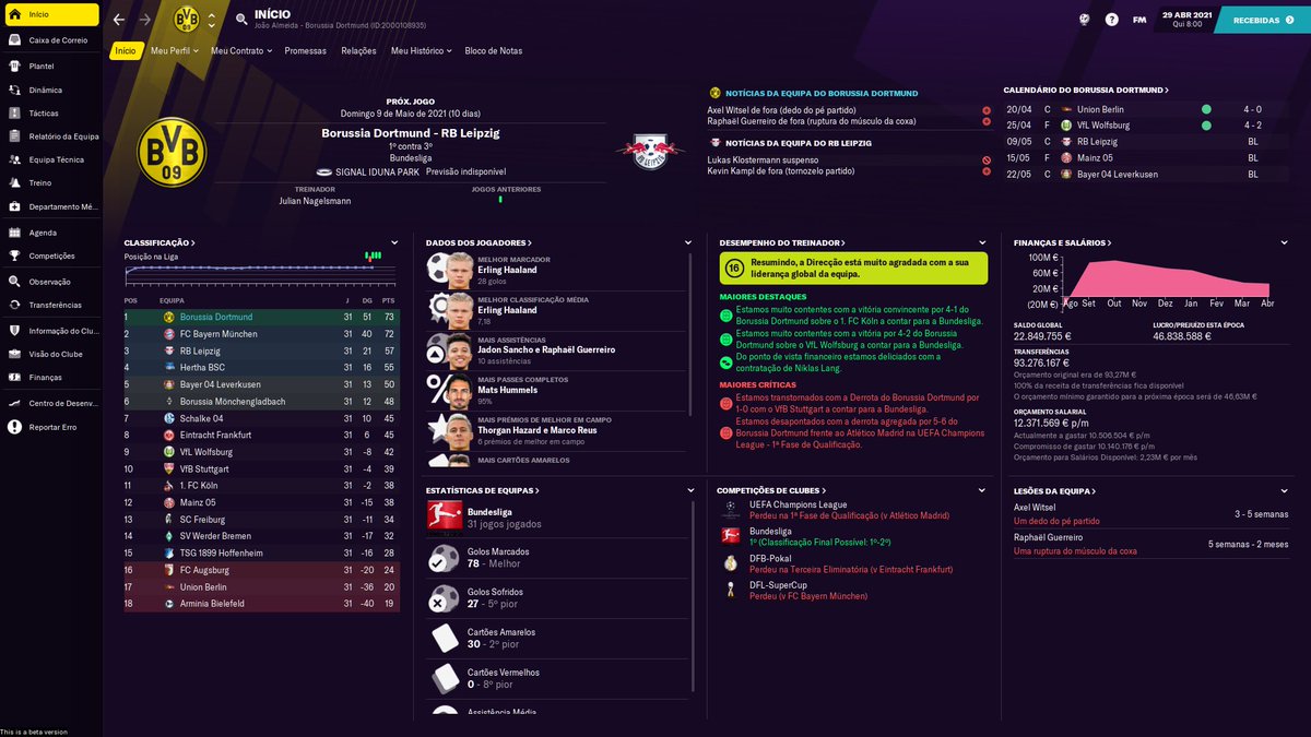 Jofrik99's tweet photo. Fim 1ªT save beta DORTMUND ⚫️🟡

Continuar a testar tácticas, ideias, usufruir da nova feature de observações agora no mercado de Verão 🔥

https://t.co/WgSKiMCnlZ 👈⚽️🔥

!comandos !fm21 !savedia24 !sons !streamtarget

#FM21 #fm21features https://t.co/X1kdQo7QSk