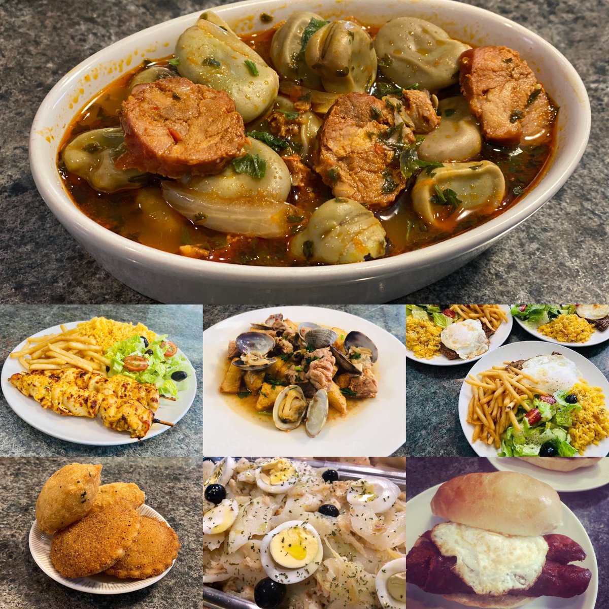 VienaDoCastelo's tweet photo. Lunch specials for today!!! #vienadocastelo #tasteofportugal #portuguesefood #inthekitchenwithana🇵🇹 #wpgeats #westendbiz #supportlocal #carnealentejana #porkandclams #bitoque #favascomchouriço #bacalhauagomesdesá #codandpotatoes #piripirichickenskewers #pasteisdwbacalhau #rissois https://t.co/r93Vv9cdvk
