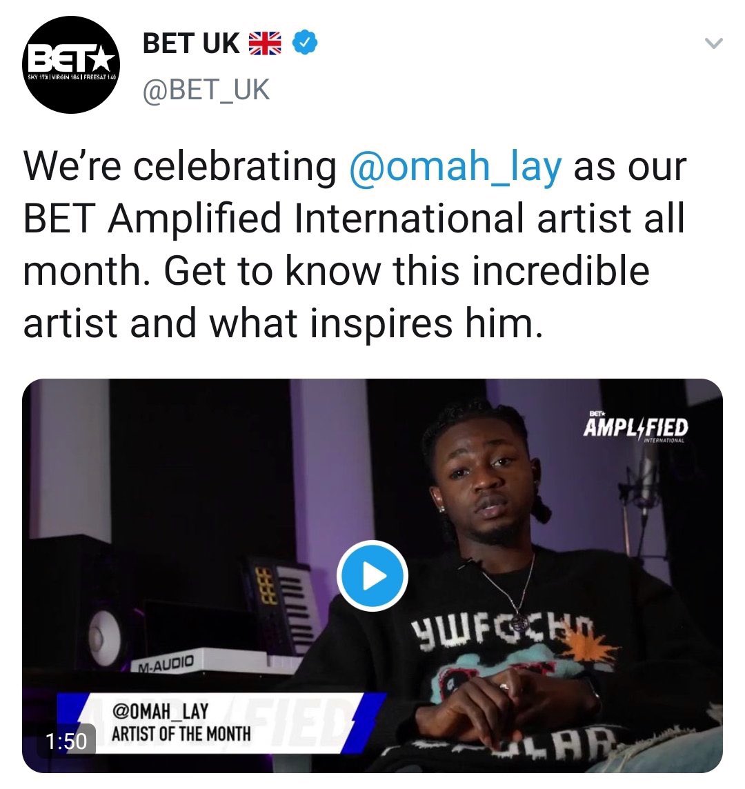 Big ups Omah Lay 💪🏽💪🏽💪🏽💪🏽