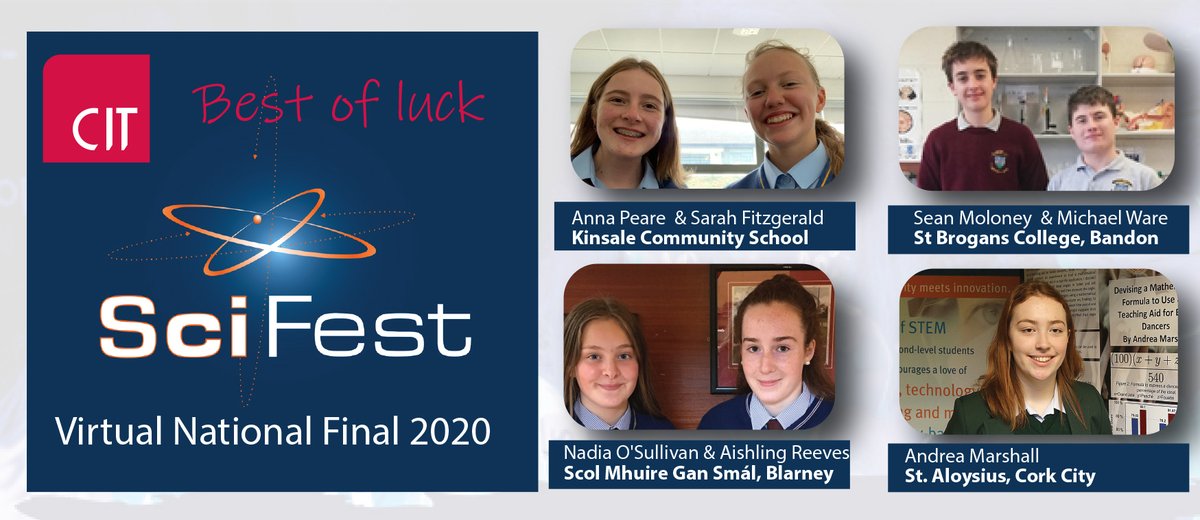 NormaWelchCork's tweet photo. Best of luck to our finalists & their teachers, at the @SciFest4STEM National Finals 2020 today from all @CIT_ie Winners to be announced shortly. #scifestfinal2020 #STEMCIT @KinsaleComSch @smgs_blarney @brogan_st @StAls_Science https://t.co/QhymolWfed