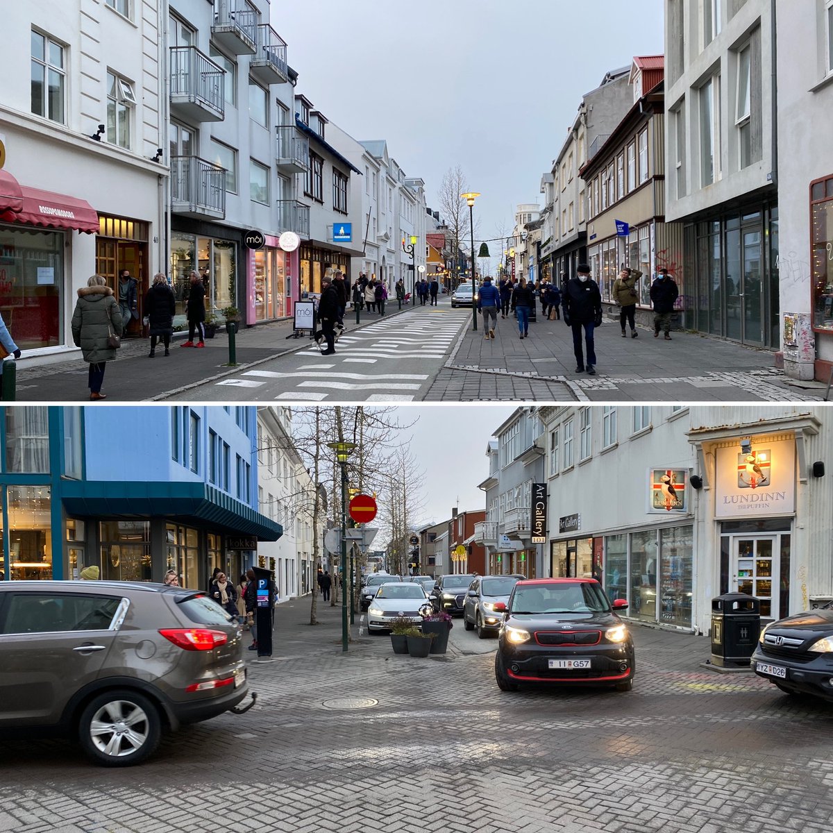 Göngugata vs ekki-göngugata 🤗.  
Og, fyi <a href="/reykjavik/">witch</a>, útblásturinn er 🤢👎🏻.