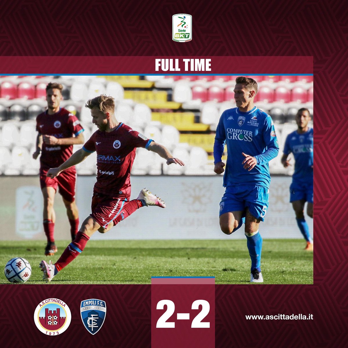 ascittadella73's tweet photo. πππ§π§ππππππ \ ππ π£π’ππ 2 - 2
FULL TIME!
Gargiulo al 90ΒΊ la riprende!
#CitEmp #SerieBKT #ForzaCitta https://t.co/LyMXesKJwB