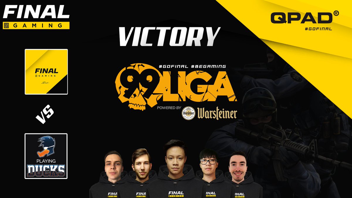 Geschafft! Wir können auch de_inferno für uns entscheiden!
ggwp <a href="/PlayingDucks/">Playing-Ducks e. V. 🇩🇪🦆</a> !

Morgen treffen wir auf <a href="/cowanaGaming/">cowana</a> in der 2. Runde der <a href="/99DAMAGEde/">99Damage</a> -Relegation!

Starke Leistung an unser Team!
@CptMikael @CargoCSGO <a href="/pr1metapz/">pr1metapz</a> <a href="/SH1NO_cs/">Martin Trpiš</a> <a href="/hayanhCS/">Quang-Anh</a> 

#goFINAL #beGAMING