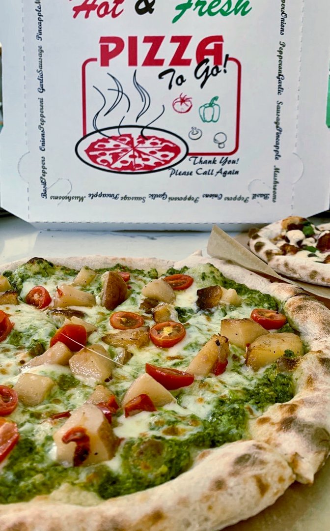 pieandcone's tweet photo. Try something new tonight, like our Potato Pesto Pizza. It's destined to become a family favorite. Bring the whole gang by and try one tonight on our patio, or get it delivered or to go via our website. We're open today from 12pm to 9pm!  #Pub1954 https://t.co/LK69SOHduO