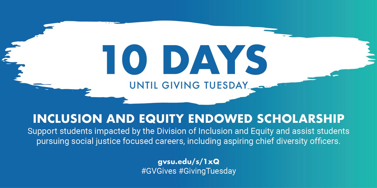 GVSUInclusion's tweet image. The #GVGives countdown is on 💙 Support the Inclusion and Equity Endowed Scholarship to help prepare @GVSU Lakers for what comes next ➡️ gvsu.edu/s/1xQ

More on our story from Vice President Bernal: youtu.be/i983xvm7-mY ⚓️