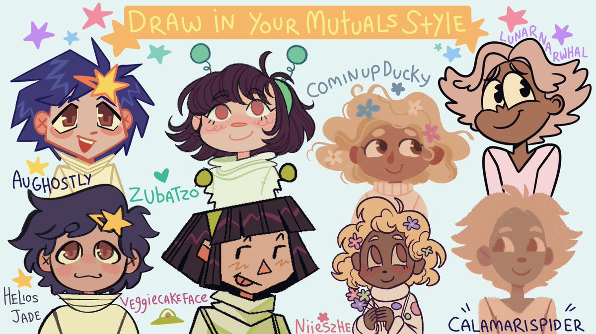 ?draw in your mutuals style! featuring my lil astronaut characters ? 