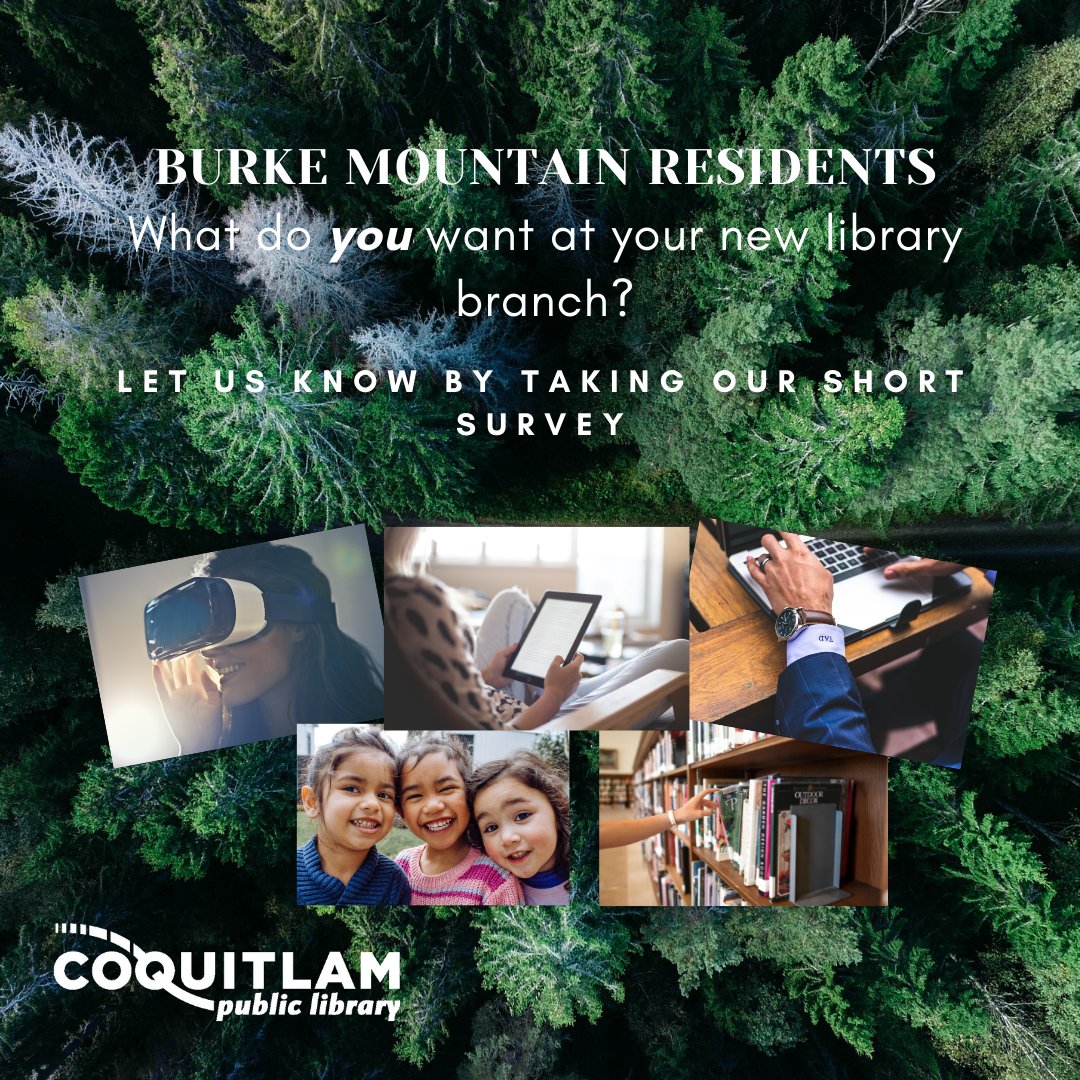 CoqLibrary's tweet photo. Hey, Burke Mountain residents! Tell us what you need from your new Library branch. Our survey only takes a few minutes: https://t.co/CCdB9AIgc0 https://t.co/kW6tiFXQcN