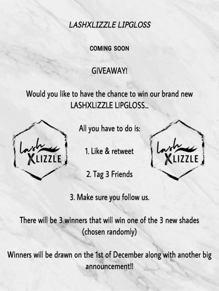 Lashxlizzle's tweet photo. 𝗚𝗜𝗩𝗘𝗔𝗪𝗔𝗬 𝗧𝗜𝗠𝗘

All you have to do is 
1. Like and Retweet.
2. Tag 3 friends 
3. Follow us! 

Winners will be announced on 1st of December along with another big announcement! 

GOODLUCK! https://t.co/eYQCPDRciS