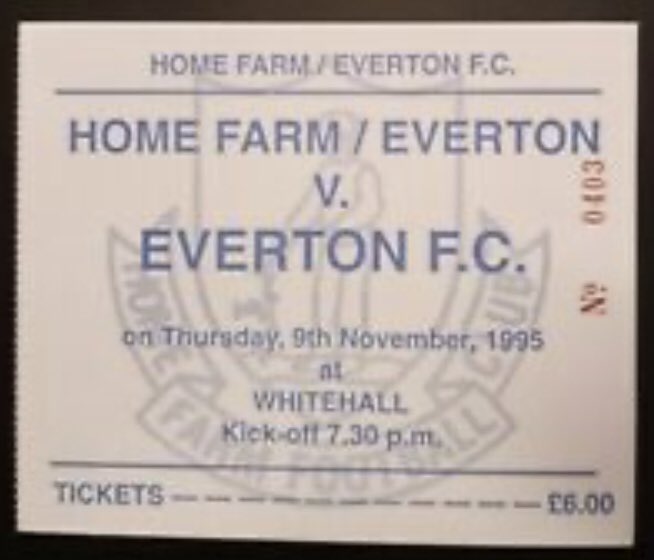 #153 Home Farm Everton0-2 EFC -Nov 9 1995. Between 1995 & 1999 EFC had a sponsorship deal with Home Farm (Ireland) leading to them bearing Everton’s name & EFC having 1st pick of their best players (EFC signed Richard Dunne in 1996). Goals from Barlow & Rideout gave EFC the win.
